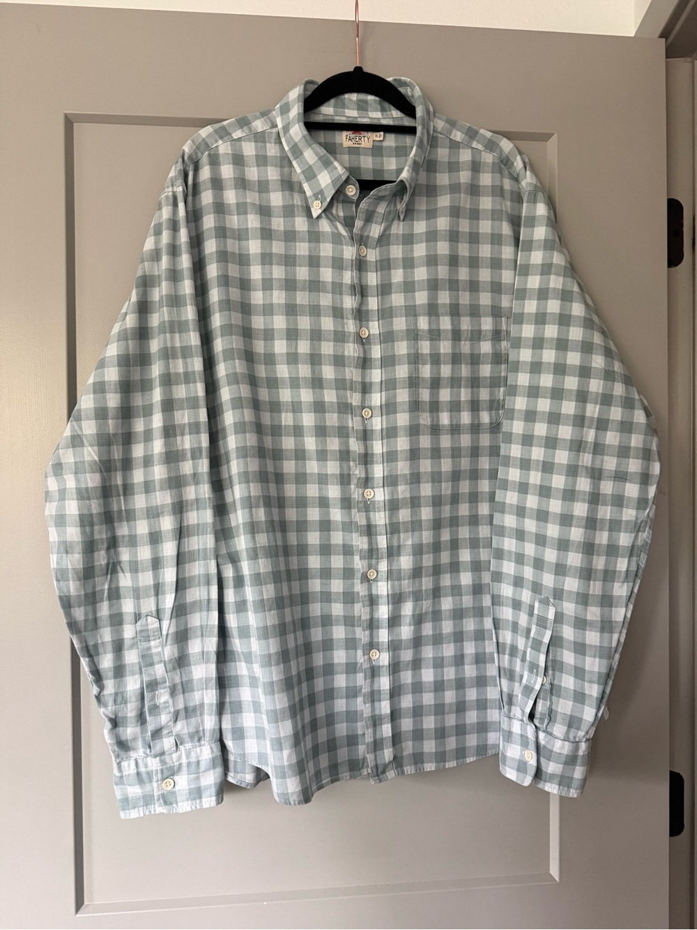 Faherty The Movement Shirt Sage Gingham Size XL